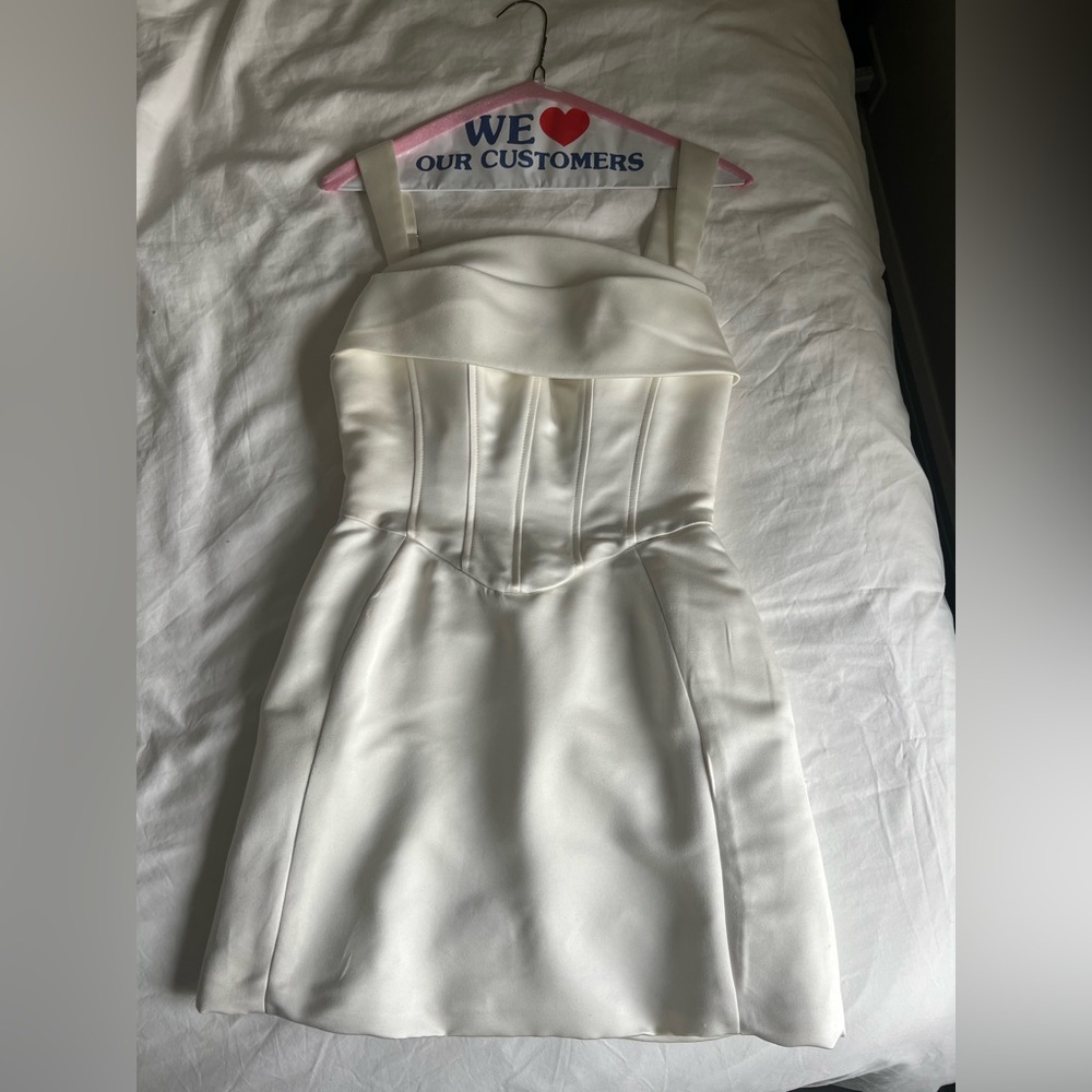 Meshki White Satin Corset Mini Dress - Picture 2 of 8
